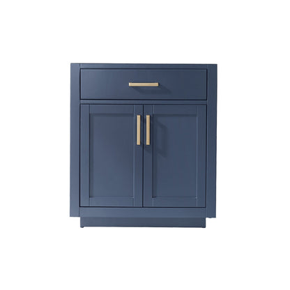 Ivy 30" Single Bathroom Vanity Cabinet Only in Royal Blue and Mirror, without Countertop