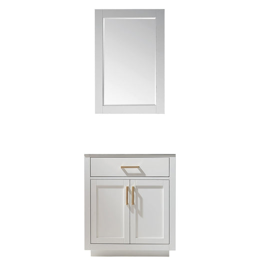 Ivy 30" Single Bathroom Vanity Cabinet Only in White and mirror, without Countertop