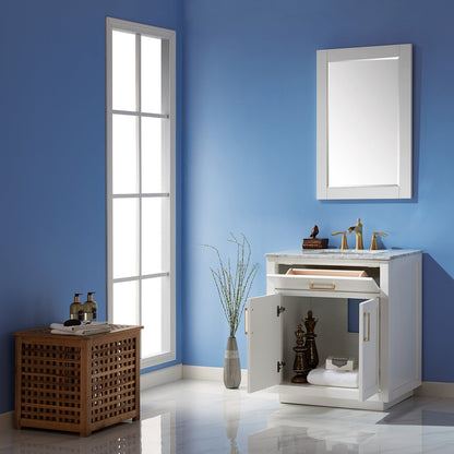 Ivy 30" Single Bathroom Vanity Cabinet Only in White and mirror, without Countertop