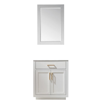 Ivy 30" Single Bathroom Vanity Cabinet Only in White and mirror, without Countertop