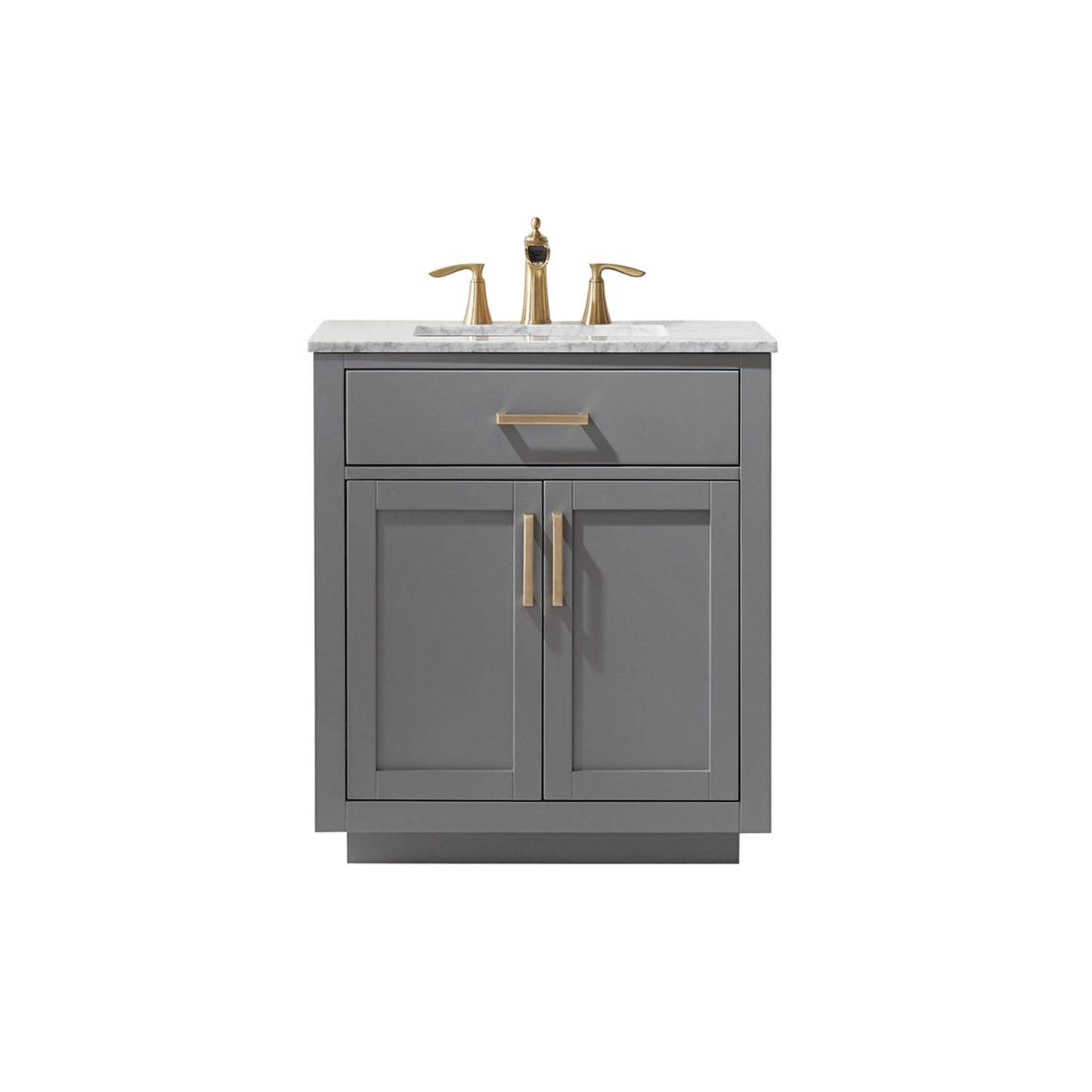 Ivy 30" Single Bathroom Vanity Set in Gray and Carrara White Marble Countertop without Mirror