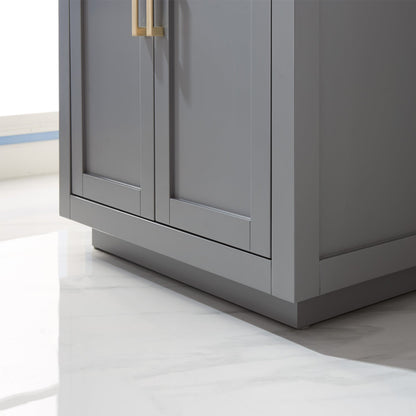 Ivy 30" Single Bathroom Vanity Set in Gray and Carrara White Marble Countertop without Mirror