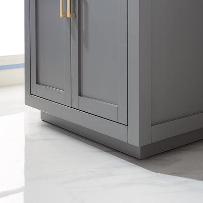 Ivy 30" Single Bathroom Vanity Set in Gray and Carrara White Marble Countertop with Mirror