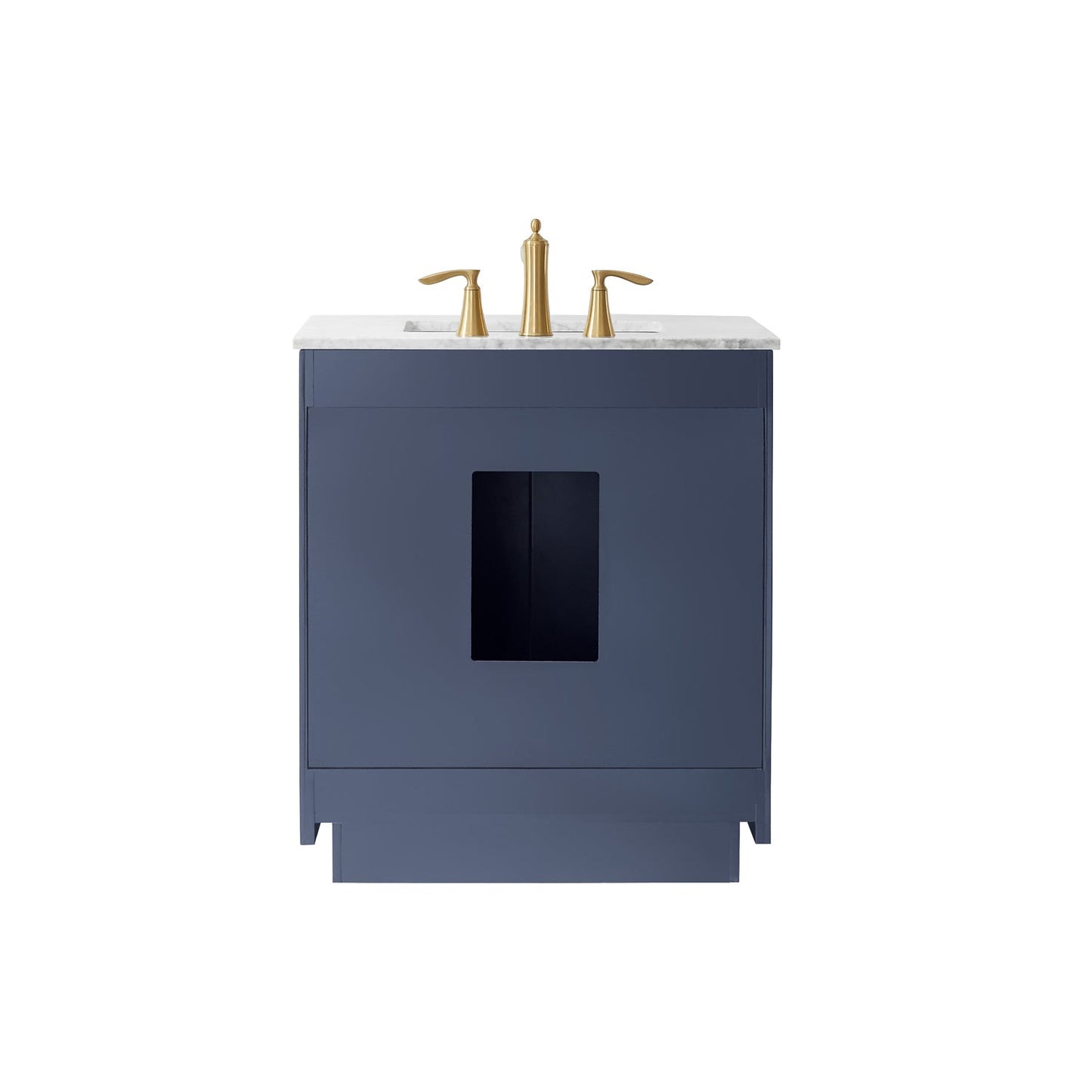 Ivy 30" Single Bathroom Vanity Set in Royal Blue and Carrara White Marble Countertop without Mirror
