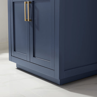 Ivy 30" Single Bathroom Vanity Set in Royal Blue and Carrara White Marble Countertop with Mirror