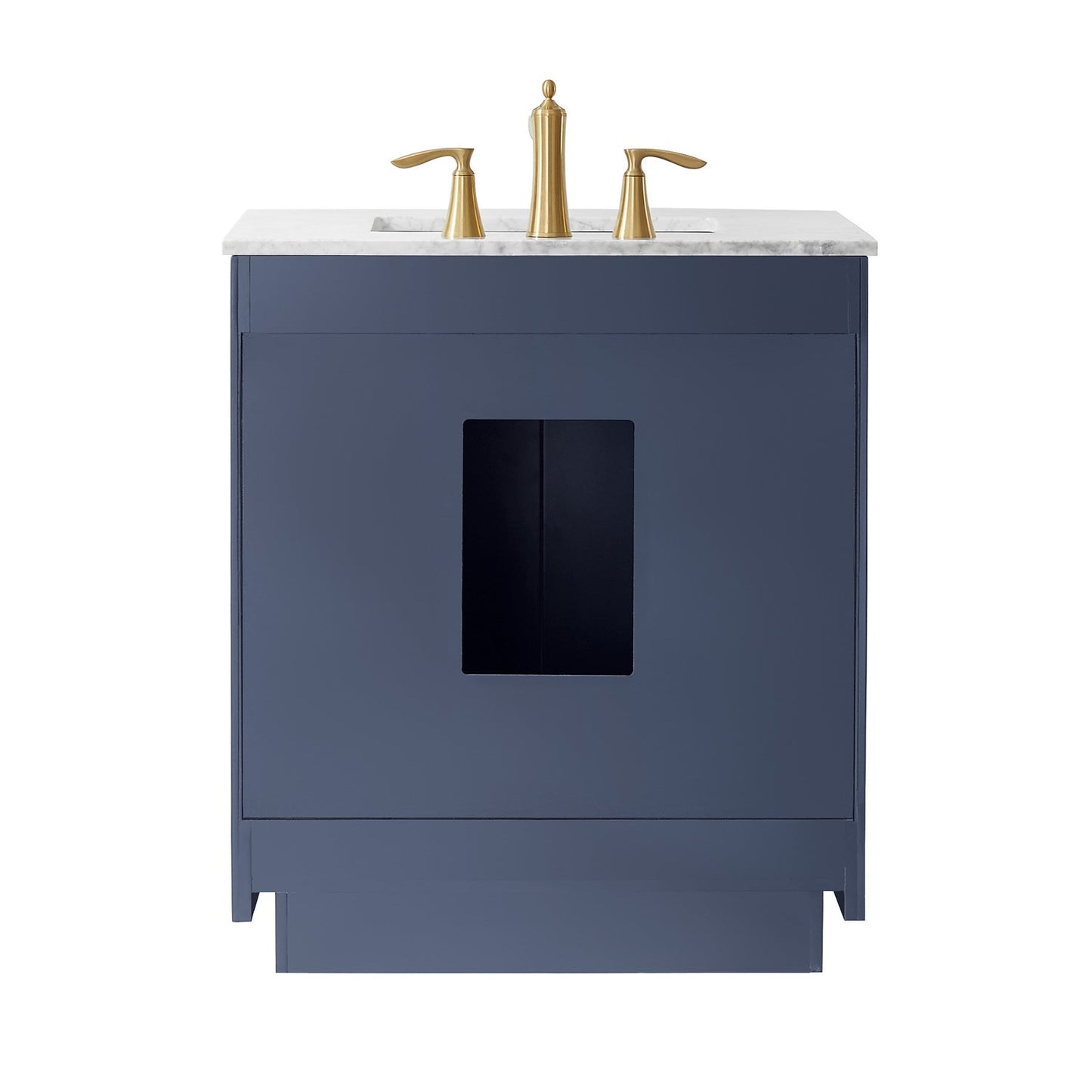 Ivy 30" Single Bathroom Vanity Set in Royal Blue and Carrara White Marble Countertop with Mirror