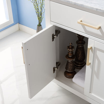 Ivy 30" Single Bathroom Vanity Set in White and Carrara White Marble Countertop without Mirror