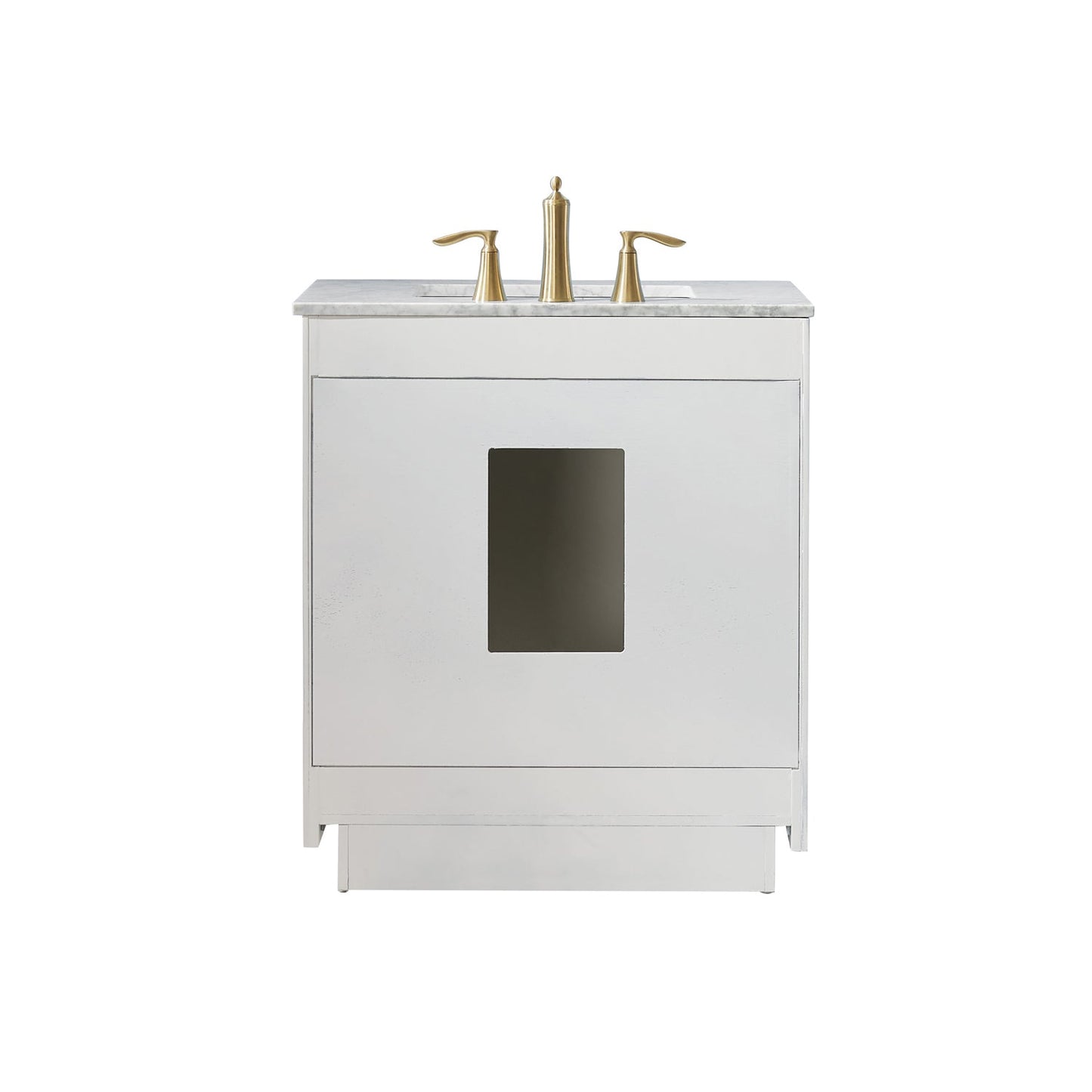 Ivy 30" Single Bathroom Vanity Set in White and Carrara White Marble Countertop without Mirror