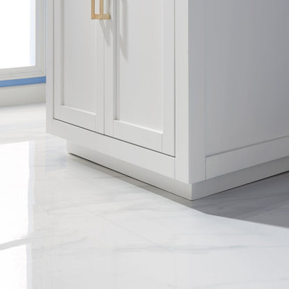Ivy 30" Single Bathroom Vanity Set in White and Carrara White Marble Countertop with Mirror
