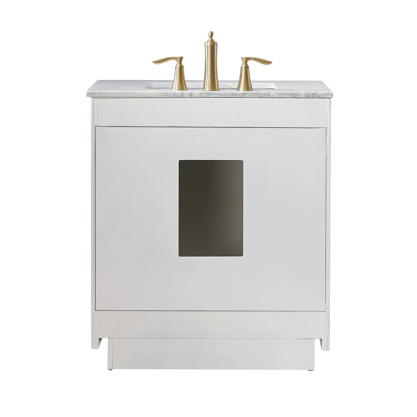 Ivy 30" Single Bathroom Vanity Set in White and Carrara White Marble Countertop with Mirror