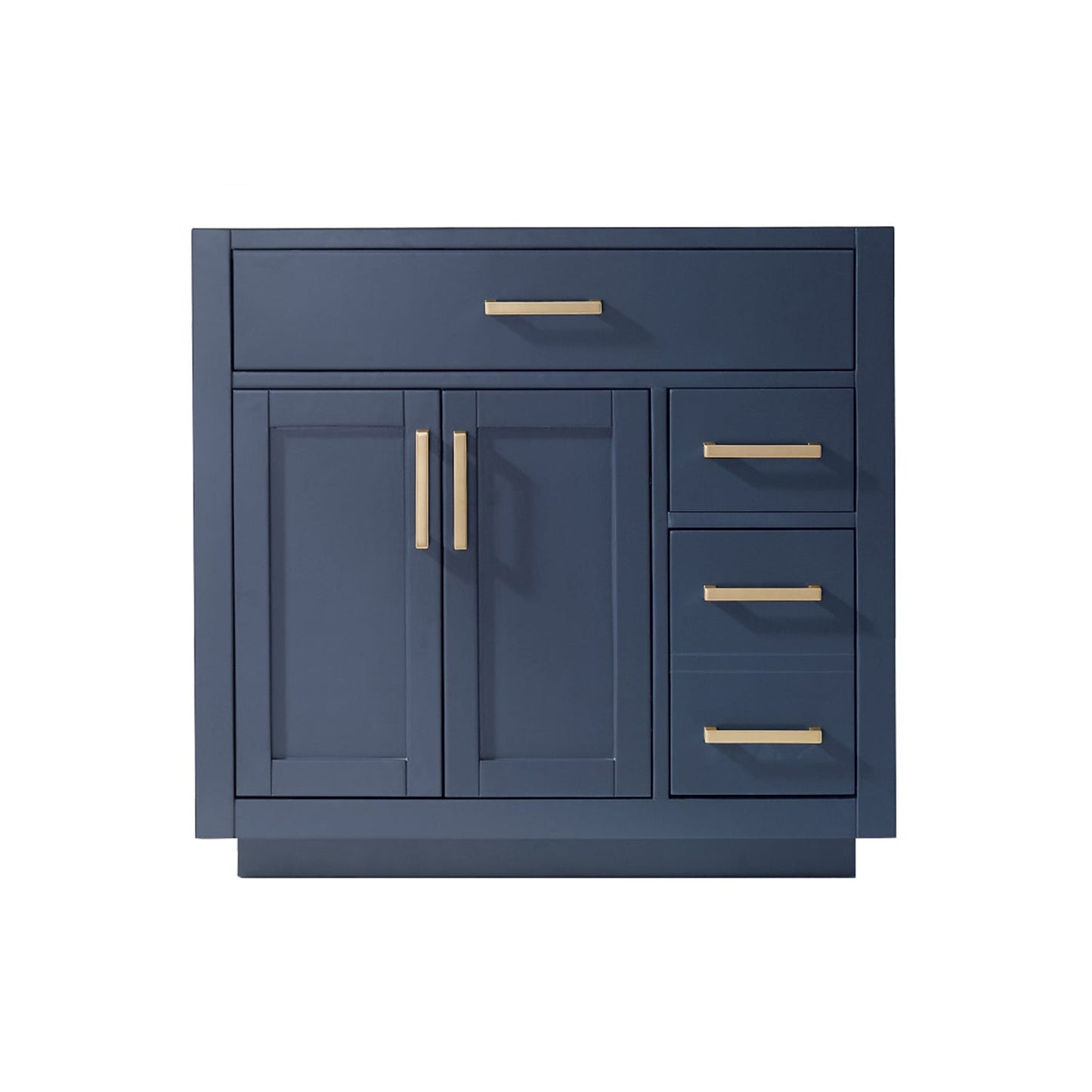 Ivy 36" Single Bathroom Vanity Cabinet Only in Royal Blue and Mirror, without Countertop