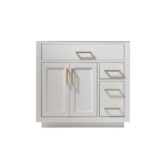 Ivy 36" Single Bathroom Vanity Cabinet Only in White without Countertop and Mirror