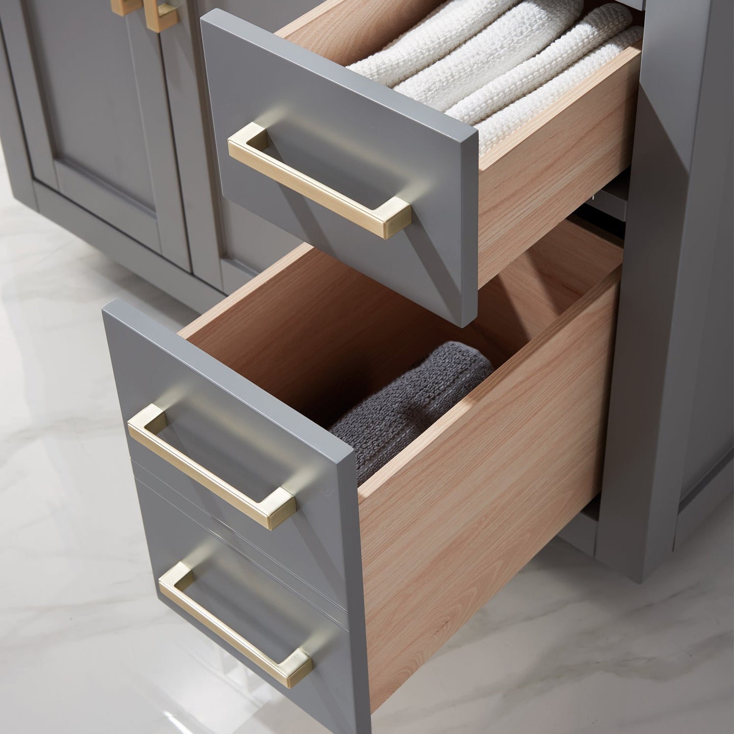 Ivy 36" Single Bathroom Vanity Set in Gray and Carrara White Marble Countertop without Mirror