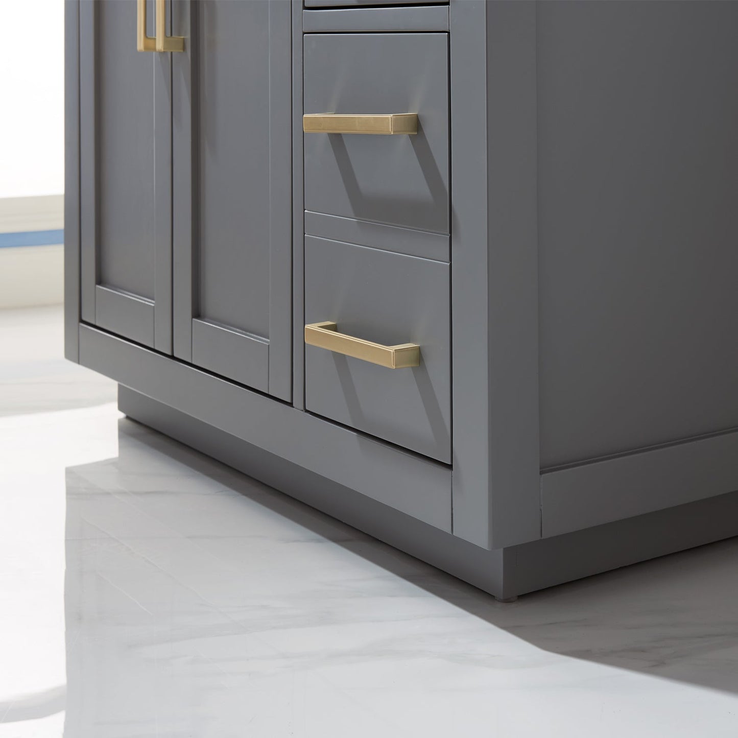 Ivy 36" Single Bathroom Vanity Set in Gray and Carrara White Marble Countertop without Mirror