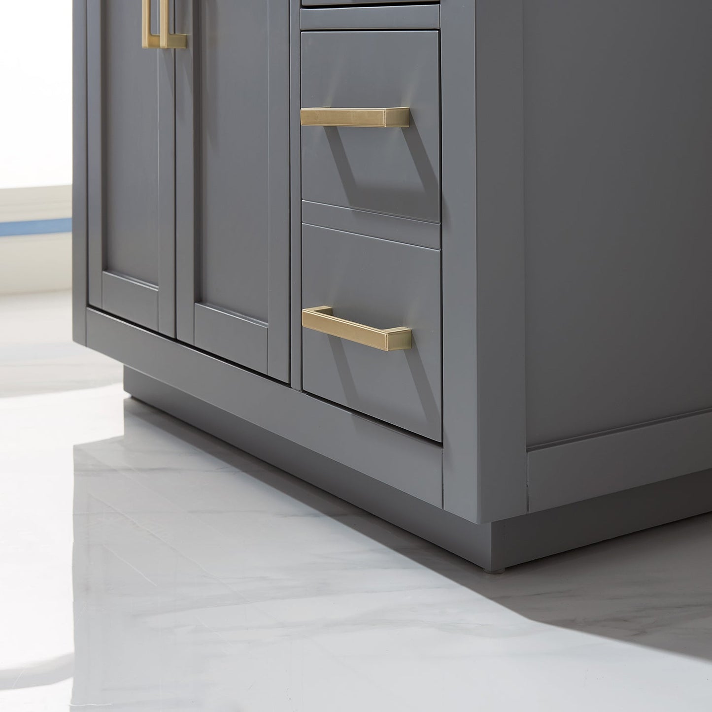 Ivy 36" Single Bathroom Vanity Set in Gray and Carrara White Marble Countertop with Mirror