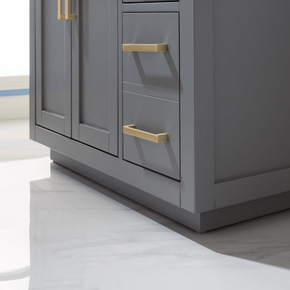 Ivy 36" Single Bathroom Vanity Set in Gray and Carrara White Marble Countertop with Mirror