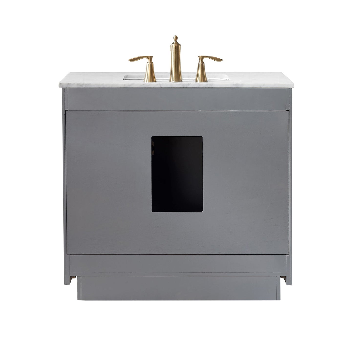 Ivy 36" Single Bathroom Vanity Set in Gray and Carrara White Marble Countertop with Mirror