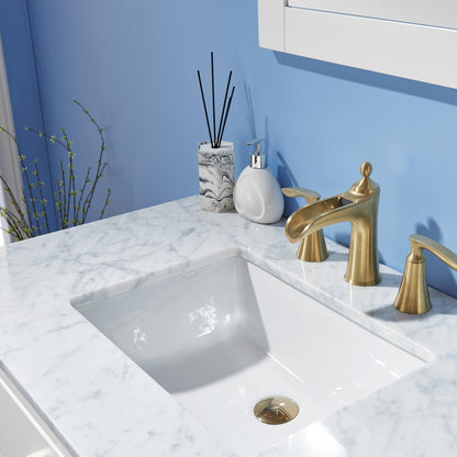 Ivy 36" Single Bathroom Vanity Set in White and Carrara White Marble Countertop without Mirror