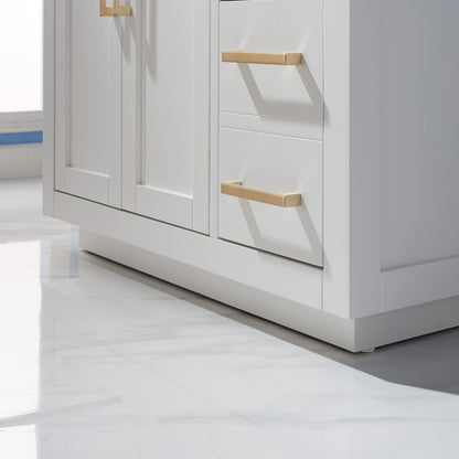 Ivy 36" Single Bathroom Vanity Set in White and Carrara White Marble Countertop without Mirror