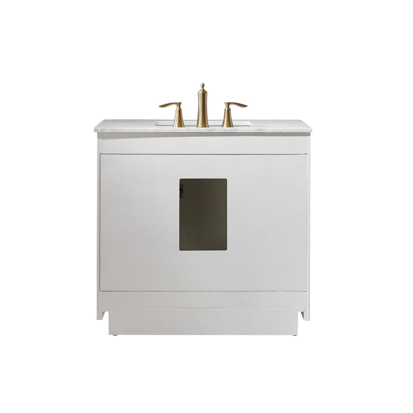 Ivy 36" Single Bathroom Vanity Set in White and Carrara White Marble Countertop without Mirror