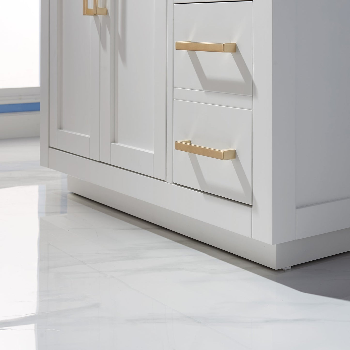 Ivy 36" Single Bathroom Vanity Set in White and Carrara White Marble Countertop with Mirror