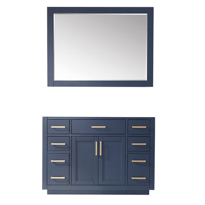 Ivy 48" Single Bathroom Vanity Cabinet Only in Royal Blue and Mirror, without Countertop