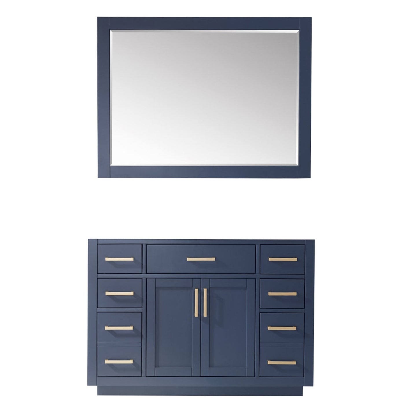 Ivy 48" Single Bathroom Vanity Cabinet Only in Royal Blue and Mirror, without Countertop