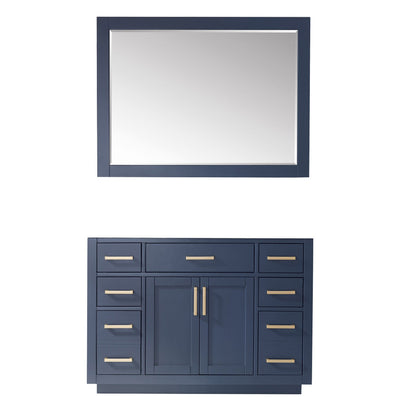 Ivy 48" Single Bathroom Vanity Cabinet Only in Royal Blue and Mirror, without Countertop