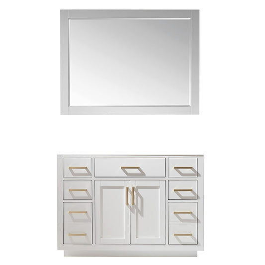 Ivy 48" Single Bathroom Vanity Cabinet Only in White and Mirror, without Countertop