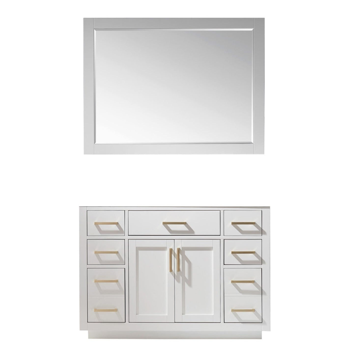 Ivy 48" Single Bathroom Vanity Cabinet Only in White and Mirror, without Countertop
