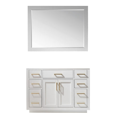 Ivy 48" Single Bathroom Vanity Cabinet Only in White and Mirror, without Countertop