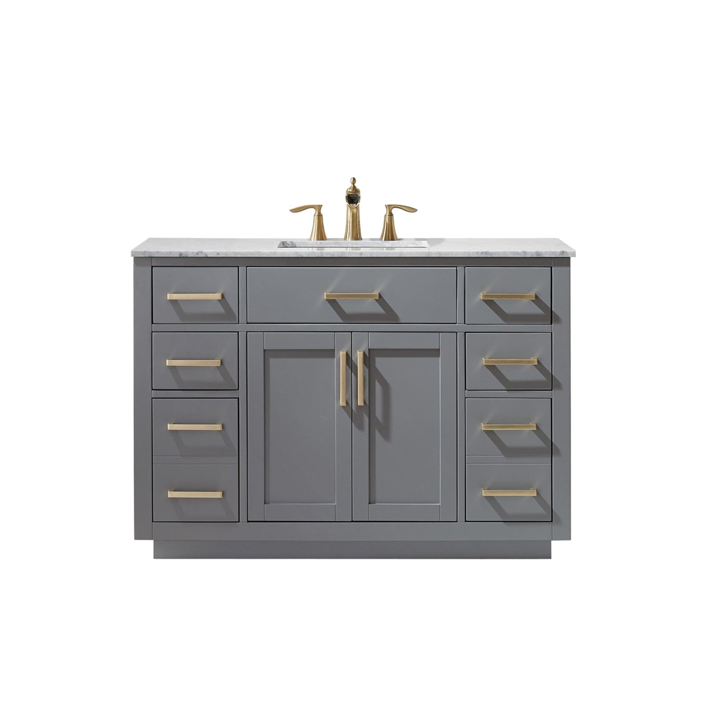 Ivy 48" Single Bathroom Vanity Set in Gray and Carrara White Marble Countertop without Mirror
