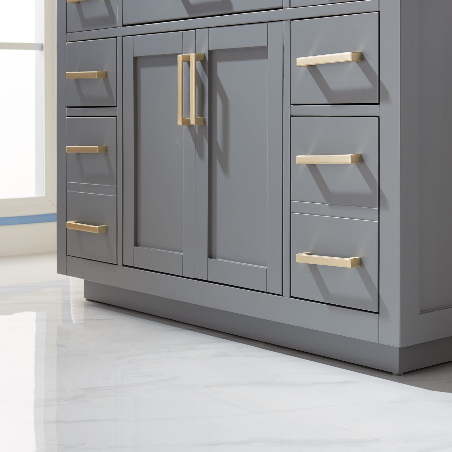 Ivy 48" Single Bathroom Vanity Set in Gray and Carrara White Marble Countertop without Mirror