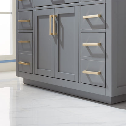 Ivy 48" Single Bathroom Vanity Set in Gray and Carrara White Marble Countertop without Mirror