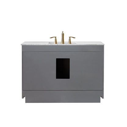 Ivy 48" Single Bathroom Vanity Set in Gray and Carrara White Marble Countertop without Mirror