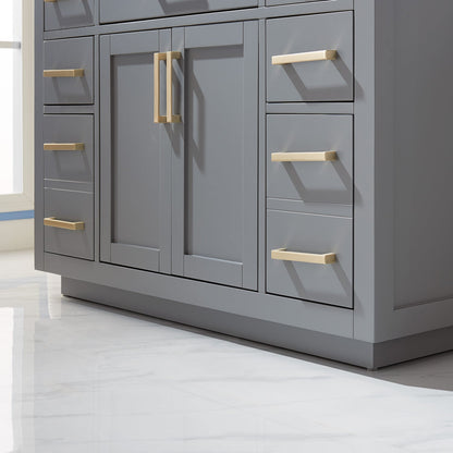 Ivy 48" Single Bathroom Vanity Set in Gray and Carrara White Marble Countertop with Mirror