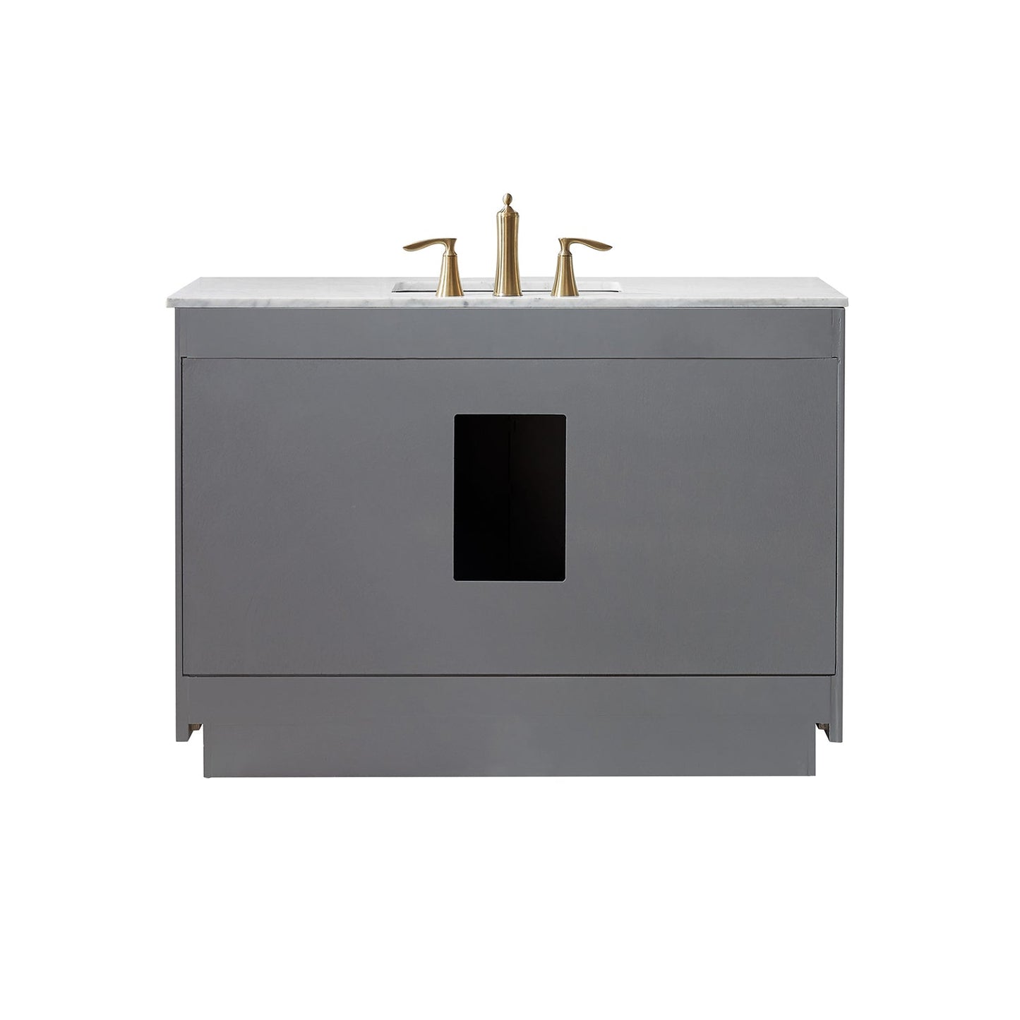 Ivy 48" Single Bathroom Vanity Set in Gray and Carrara White Marble Countertop with Mirror