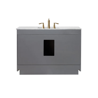 Ivy 48" Single Bathroom Vanity Set in Gray and Carrara White Marble Countertop with Mirror