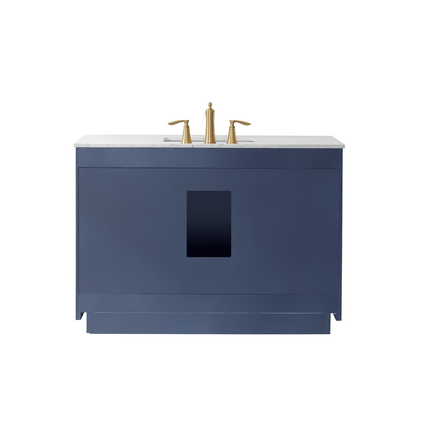 Ivy 48" Single Bathroom Vanity Set in Royal Blue and Carrara White Marble Countertop without Mirror