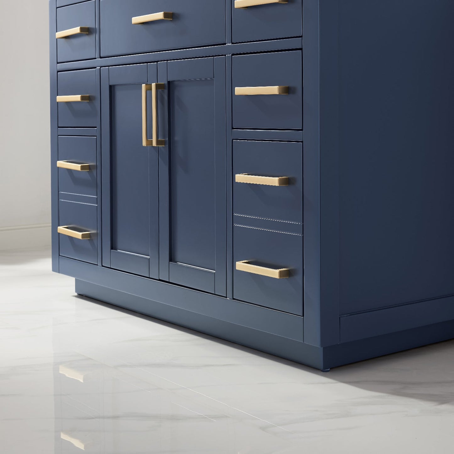 Ivy 48" Single Bathroom Vanity Set in Royal Blue and Carrara White Marble Countertop with Mirror