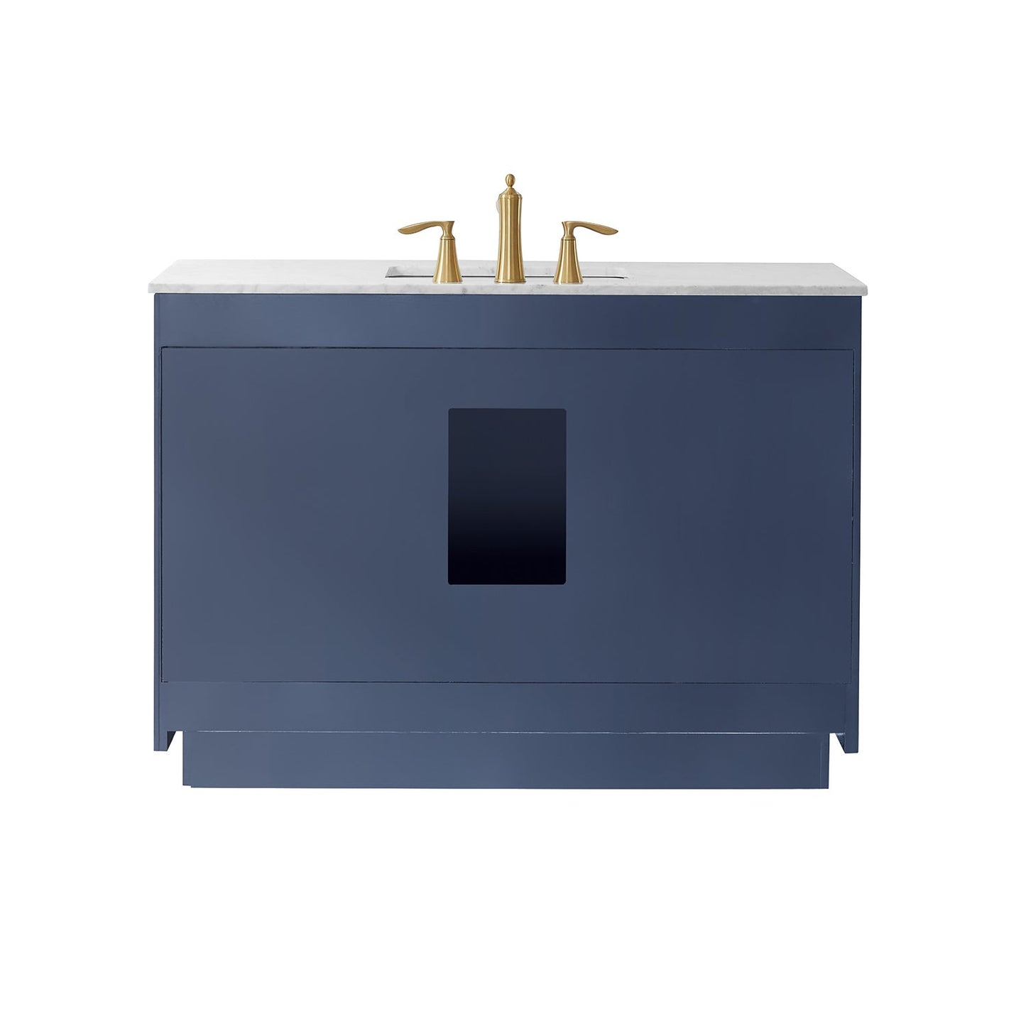 Ivy 48" Single Bathroom Vanity Set in Royal Blue and Carrara White Marble Countertop with Mirror