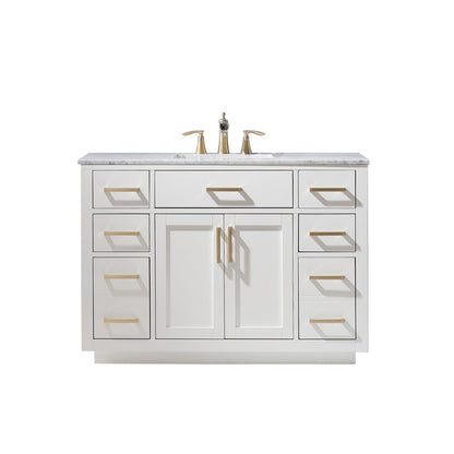 Ivy 48" Single Bathroom Vanity Set in White and Carrara White Marble Countertop without Mirror