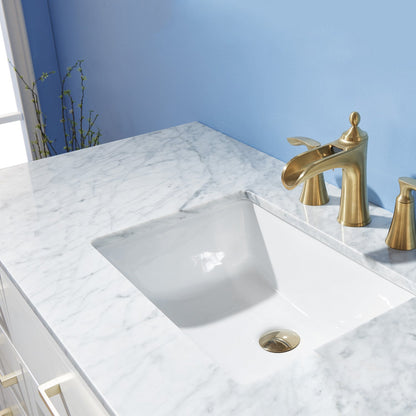 Ivy 48" Single Bathroom Vanity Set in White and Carrara White Marble Countertop without Mirror
