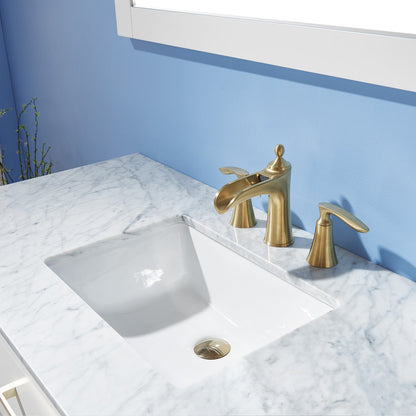Ivy 48" Single Bathroom Vanity Set in White and Carrara White Marble Countertop with Mirror