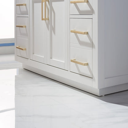 Ivy 48" Single Bathroom Vanity Set in White and Carrara White Marble Countertop with Mirror