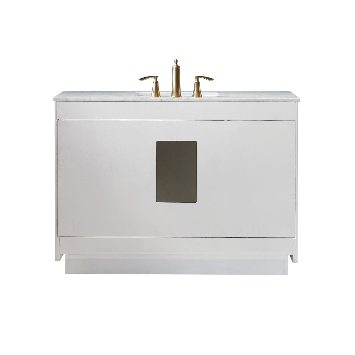 Ivy 48" Single Bathroom Vanity Set in White and Carrara White Marble Countertop with Mirror