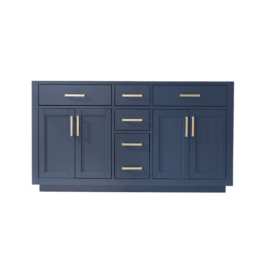 Ivy 60" Double Bathroom Vanity Cabinet Only in Royal Blue without Countertop and Mirror