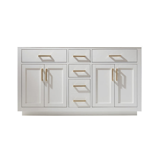Ivy 60" Double Bathroom Vanity Cabinet Only in White without Countertop and Mirror