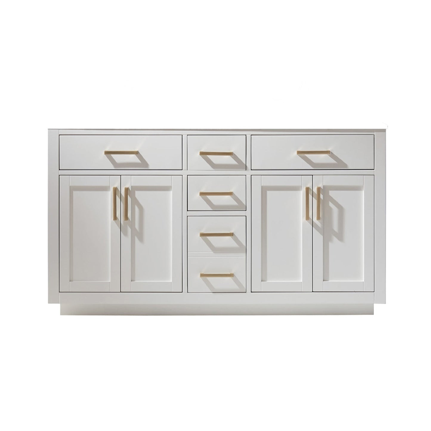 Ivy 60" Double Bathroom Vanity Cabinet Only in White and Mirror, without Countertop