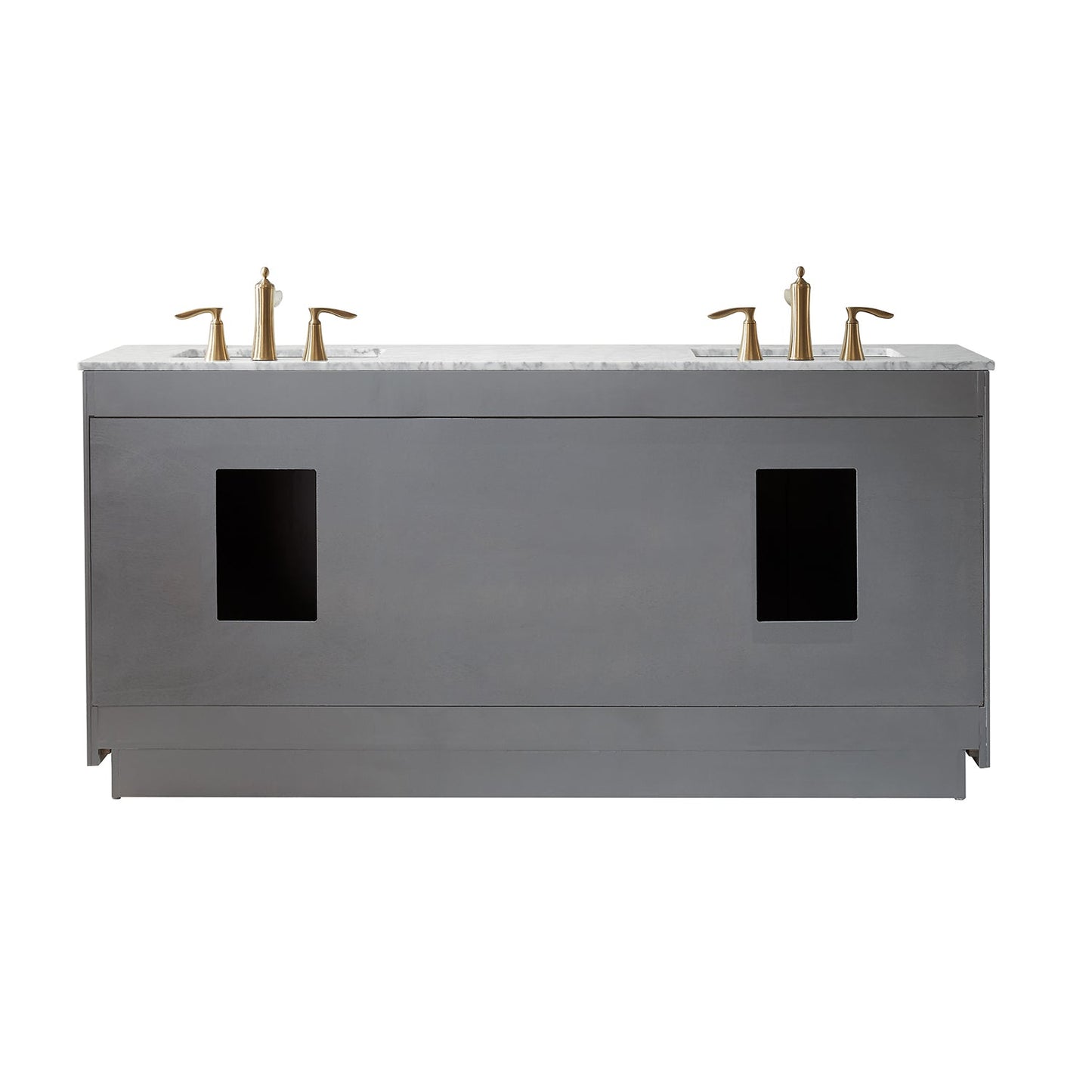Ivy 72" Double Bathroom Vanity Set in Gray and Carrara White Marble Countertop with Mirror